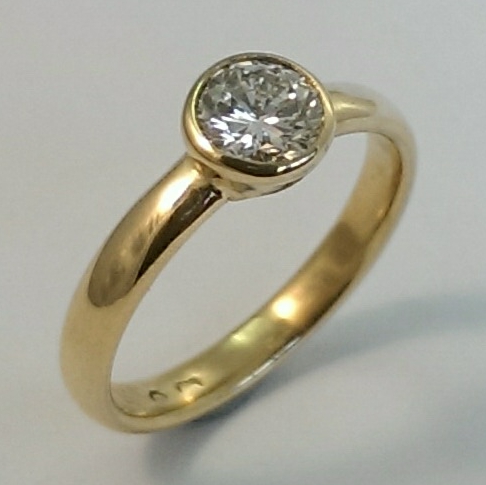 Marry Me Ring Package A: 18ct yellow gold with bezel set 5mm moissanite