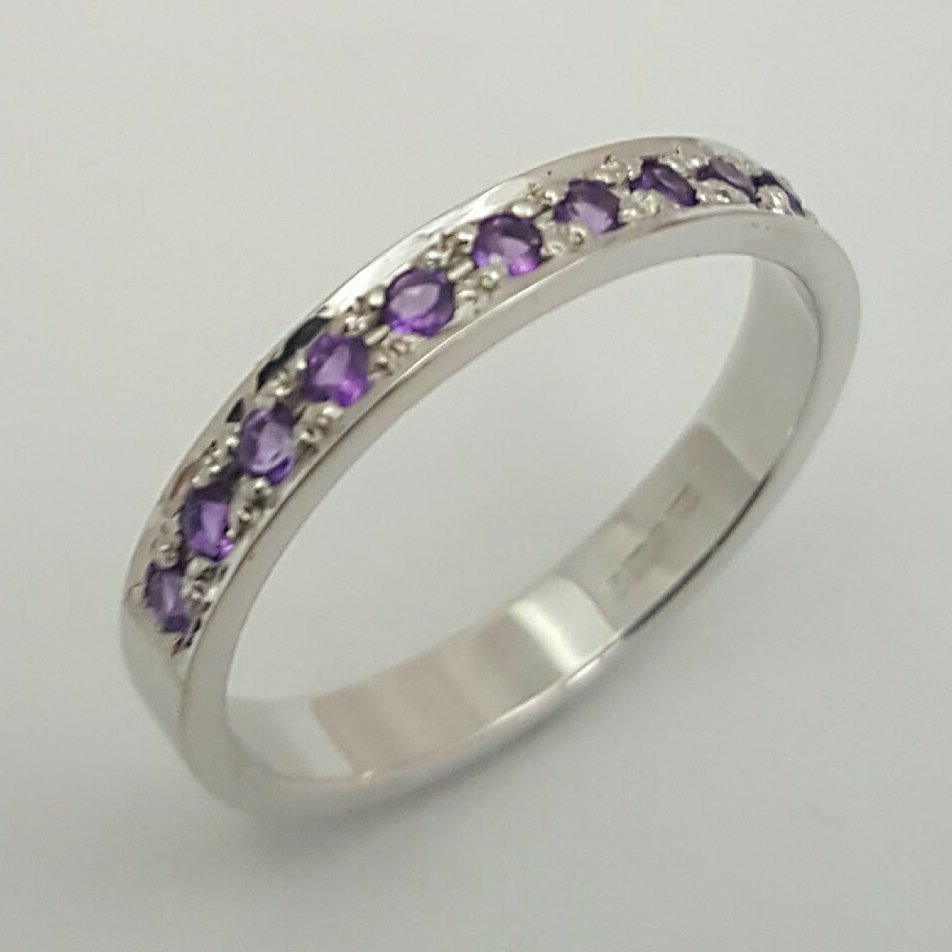 Package A: 9ct white gold with pave set amethyst